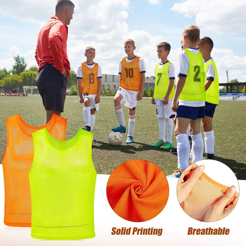 Vabean 24 Pack Nylon Mesh Scrimmage Team Practice Vests Pinnies Jerseys Train Vest for Adult Sport Basketball Soccer Football - Image 3
